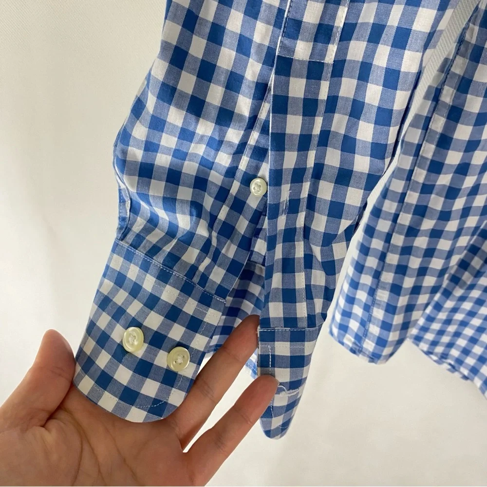 Nautica men’s Blue and White Gingham Casual dress button down classic fit Shirt - Picture 5 of 6